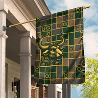 Taurus Zodiac Garden Flag Checkered Pattern