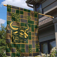 Taurus Zodiac Garden Flag Checkered Pattern