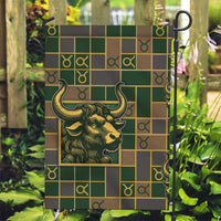 Taurus Zodiac Garden Flag Checkered Pattern