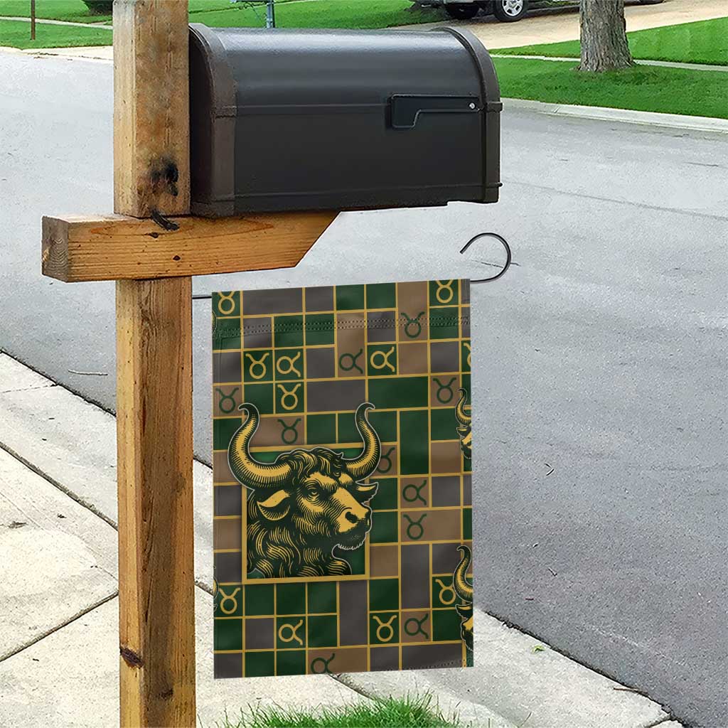 Taurus Zodiac Garden Flag Checkered Pattern