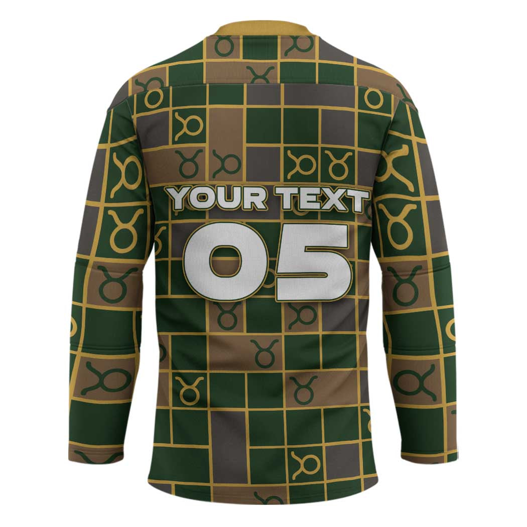 Custom Taurus Zodiac Hockey Jersey Checkered Pattern
