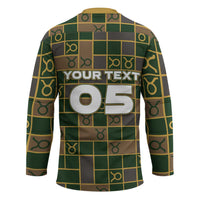Custom Taurus Zodiac Hockey Jersey Checkered Pattern