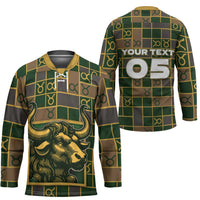 Custom Taurus Zodiac Hockey Jersey Checkered Pattern
