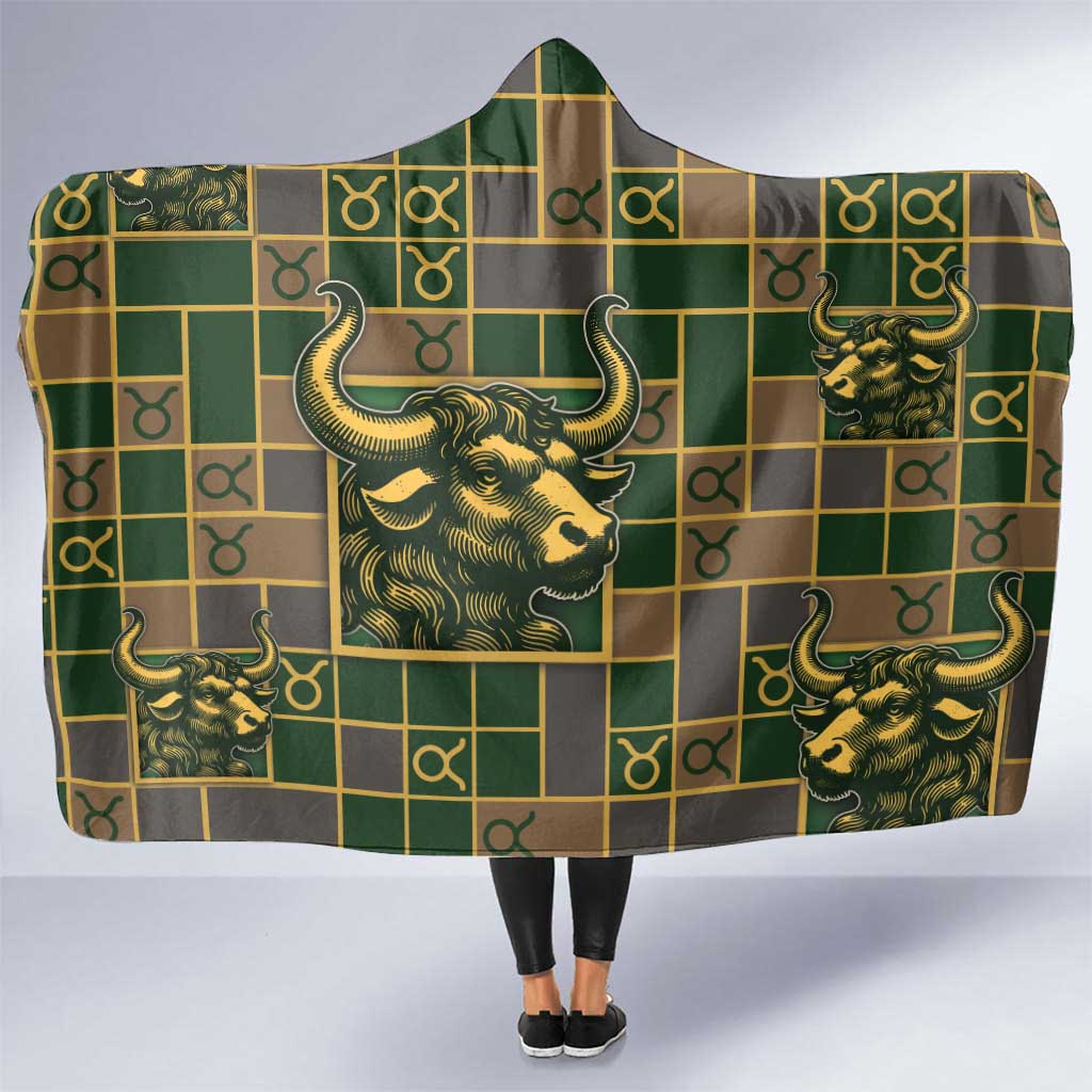 Taurus Zodiac Hooded Blanket Checkered Pattern