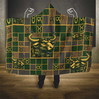 Taurus Zodiac Hooded Blanket Checkered Pattern