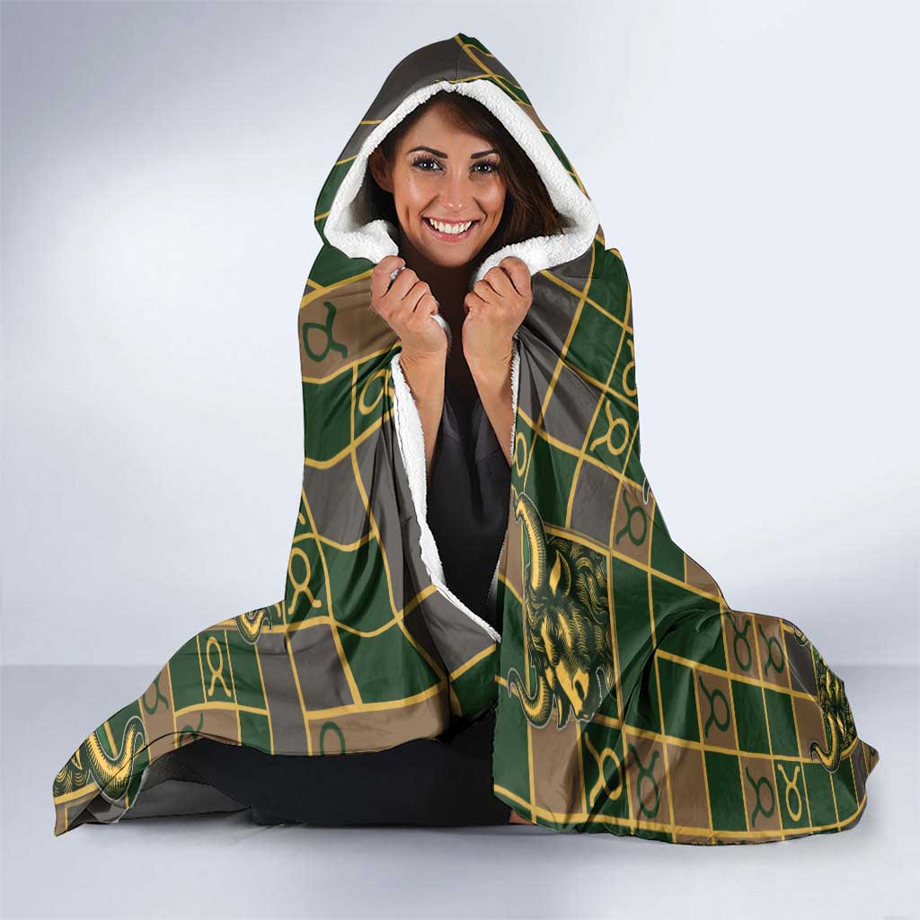 Taurus Zodiac Hooded Blanket Checkered Pattern