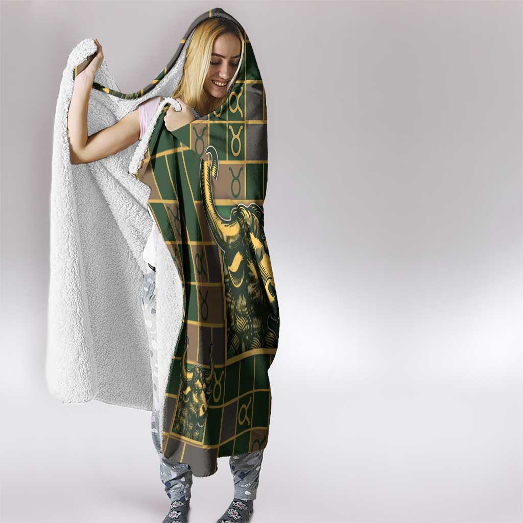 Taurus Zodiac Hooded Blanket Checkered Pattern