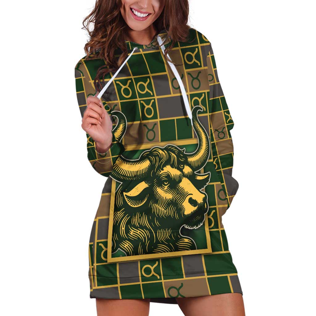 Custom Taurus Zodiac Hoodie Dress Checkered Pattern