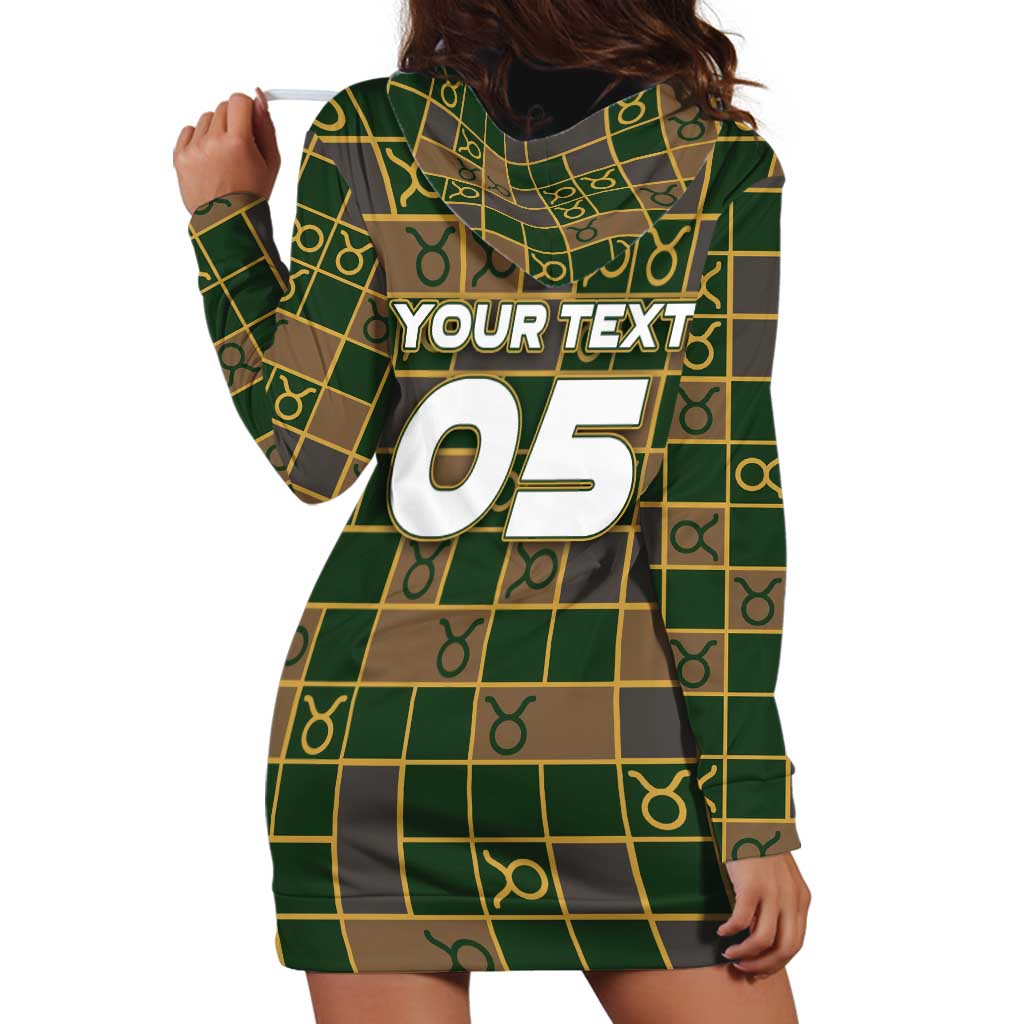Custom Taurus Zodiac Hoodie Dress Checkered Pattern