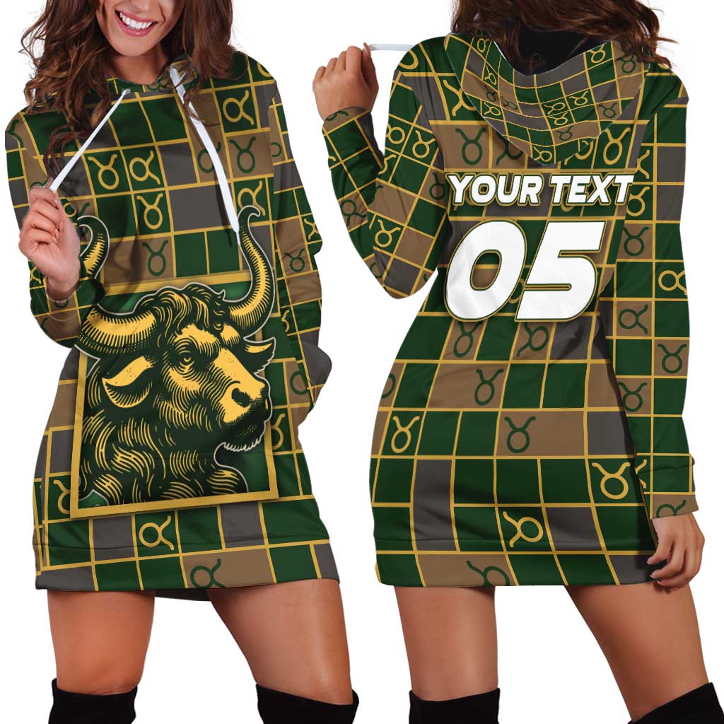 Custom Taurus Zodiac Hoodie Dress Checkered Pattern