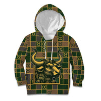 Custom Taurus Zodiac Kid Hoodie Checkered Pattern