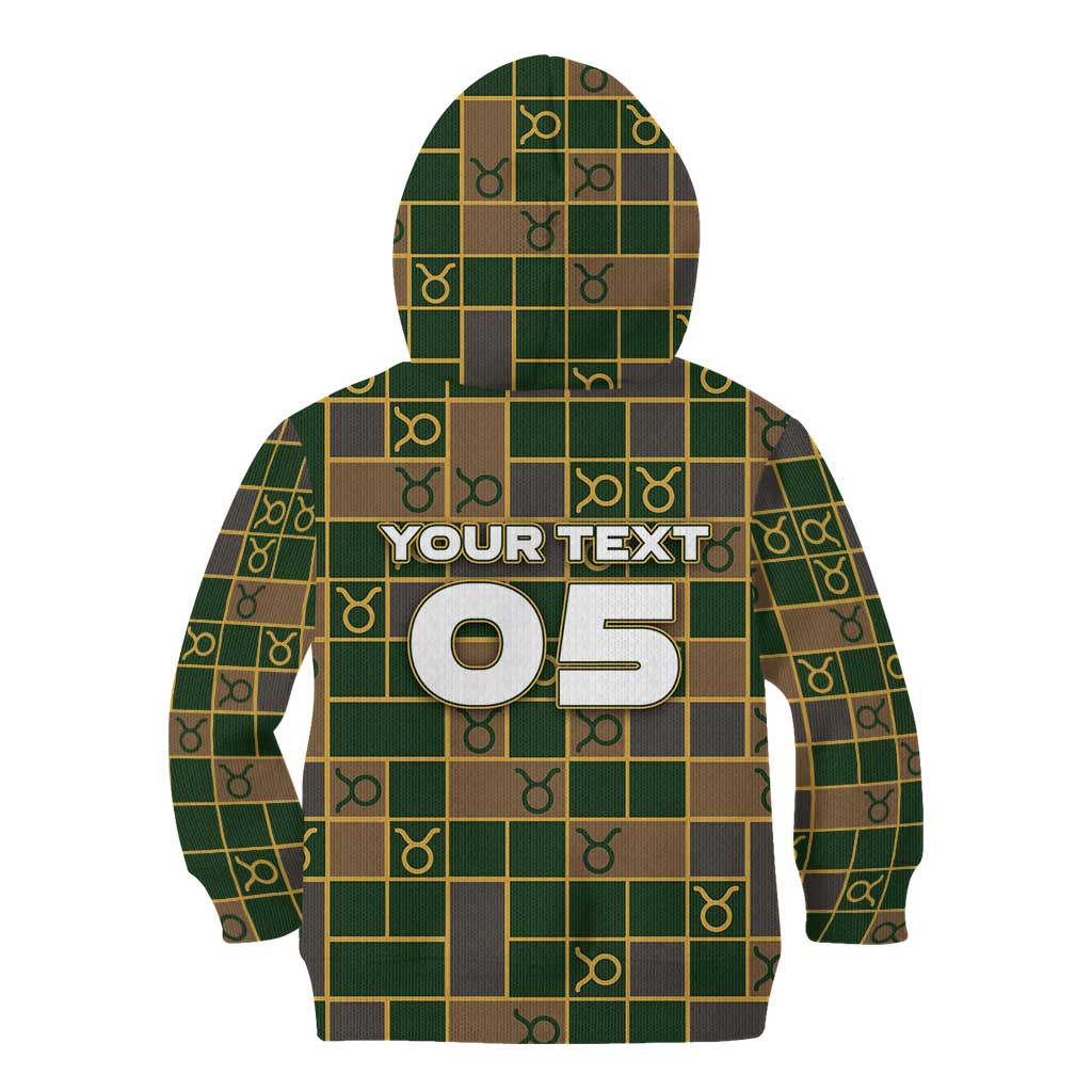 Custom Taurus Zodiac Kid Hoodie Checkered Pattern