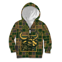 Custom Taurus Zodiac Kid Hoodie Checkered Pattern