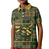 Custom Taurus Zodiac Kid Polo Shirt Checkered Pattern