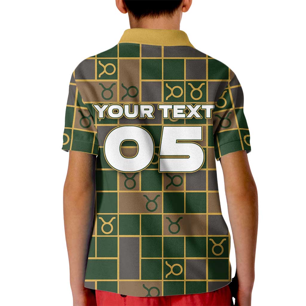 Custom Taurus Zodiac Kid Polo Shirt Checkered Pattern