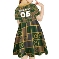 Custom Taurus Zodiac Kid Short Sleeve Dress Checkered Pattern