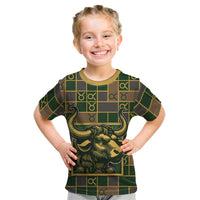 Custom Taurus Zodiac Kid T Shirt Checkered Pattern