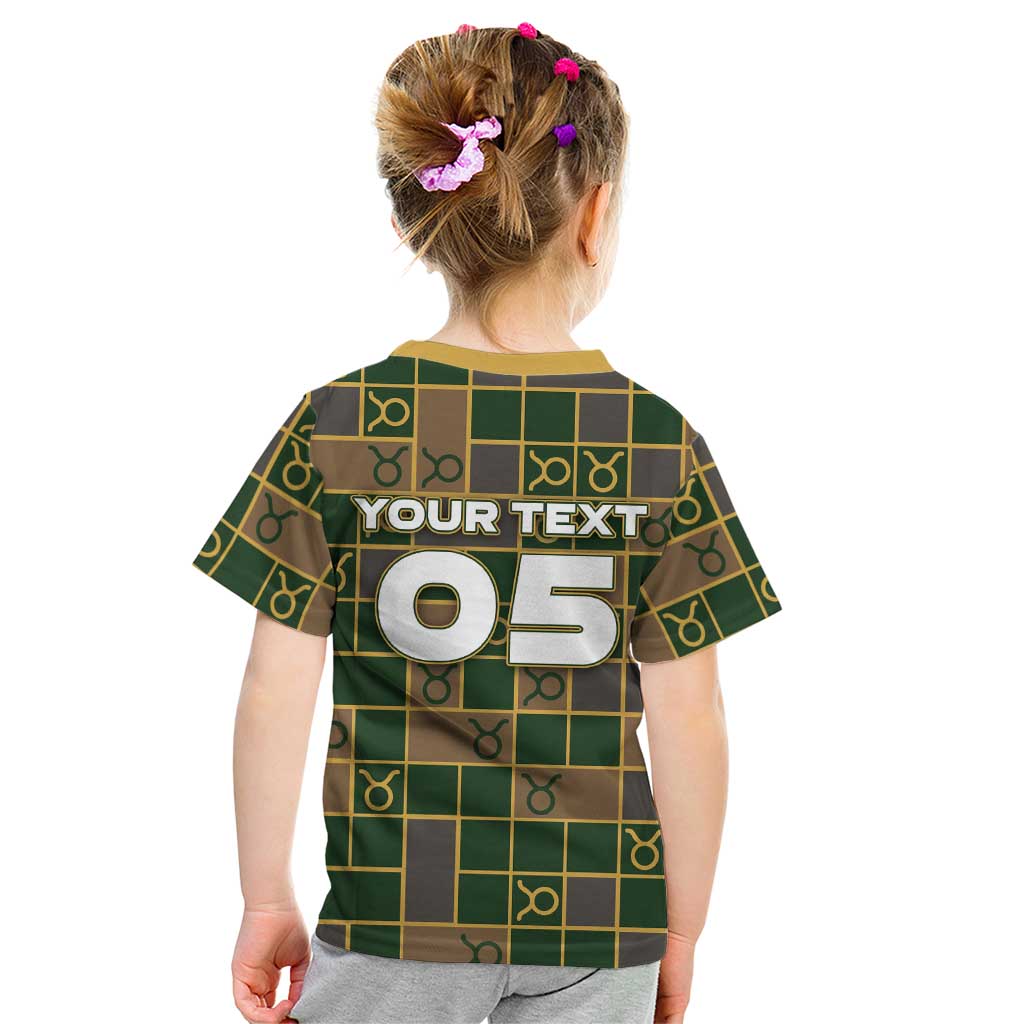 Custom Taurus Zodiac Kid T Shirt Checkered Pattern