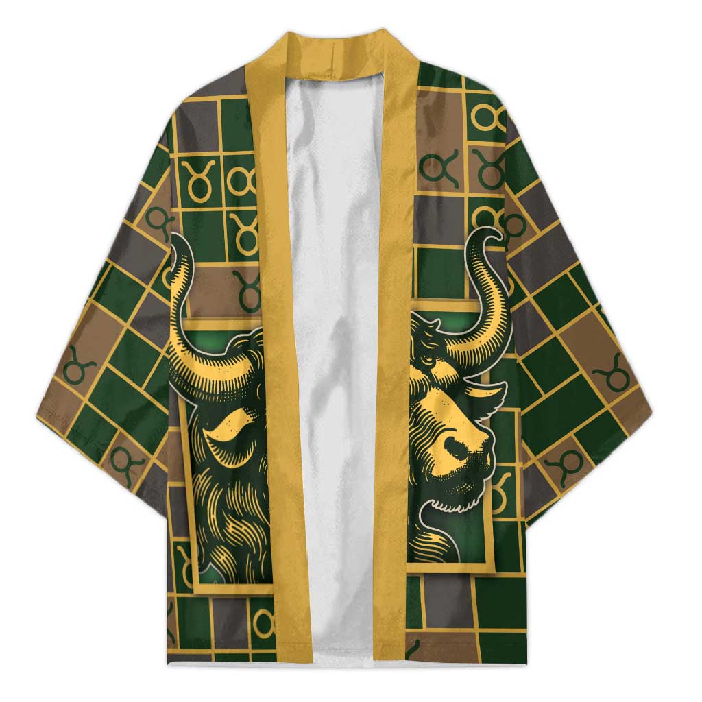 Custom Taurus Zodiac Kimono Checkered Pattern