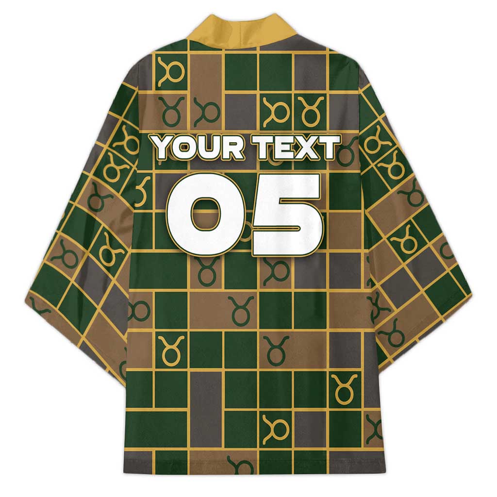 Custom Taurus Zodiac Kimono Checkered Pattern