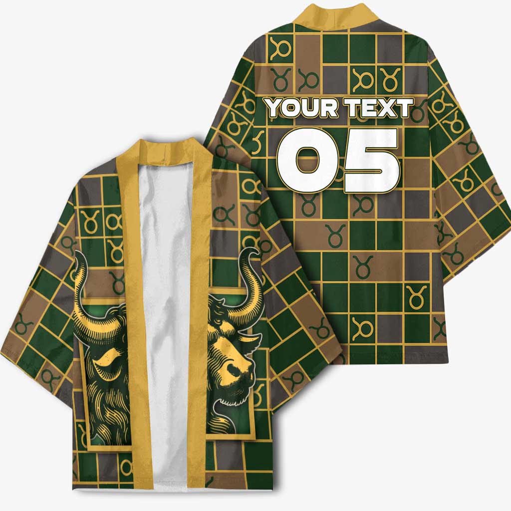 Custom Taurus Zodiac Kimono Checkered Pattern