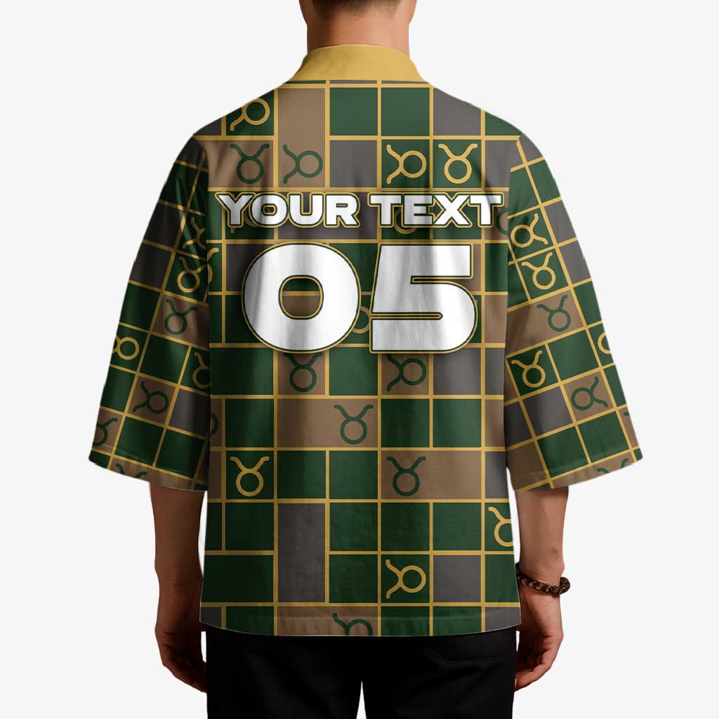 Custom Taurus Zodiac Kimono Checkered Pattern