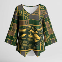 Custom Taurus Zodiac Kimono Sleeve Blouse Checkered Pattern