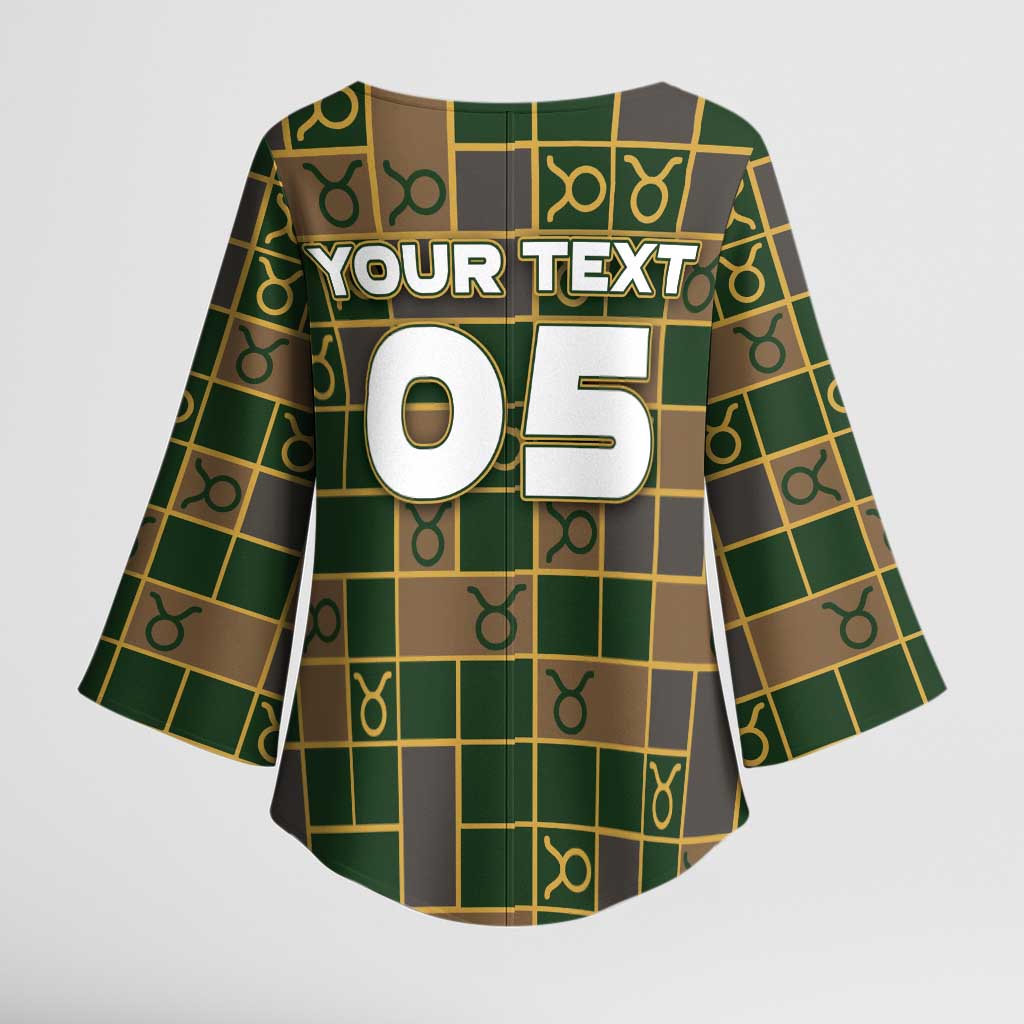 Custom Taurus Zodiac Kimono Sleeve Blouse Checkered Pattern