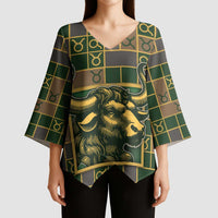 Custom Taurus Zodiac Kimono Sleeve Blouse Checkered Pattern