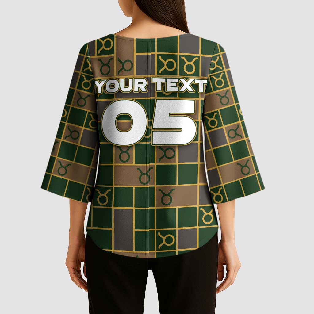 Custom Taurus Zodiac Kimono Sleeve Blouse Checkered Pattern