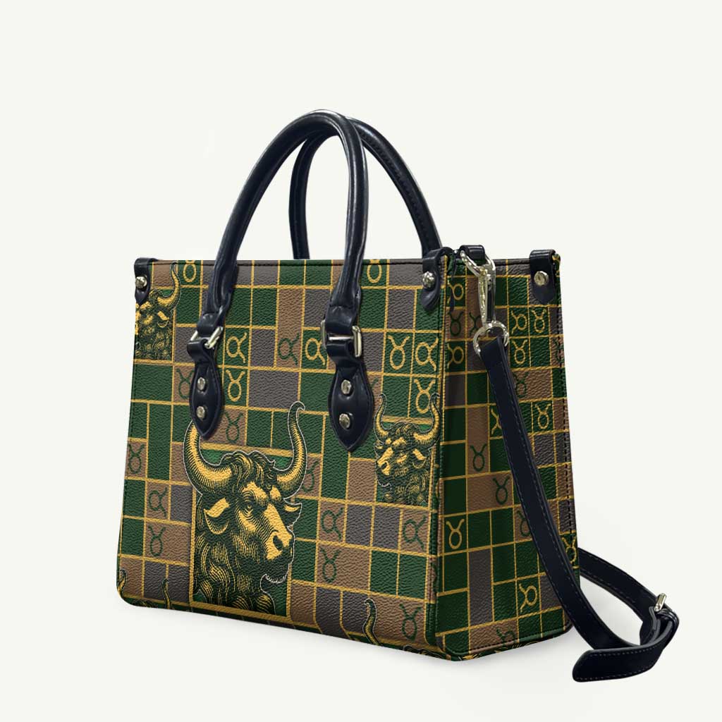 Taurus Zodiac Leather Bag Checkered Pattern