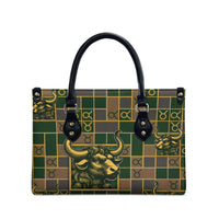 Taurus Zodiac Leather Bag Checkered Pattern