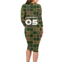 Custom Taurus Zodiac Long Sleeve Bodycon Dress Checkered Pattern