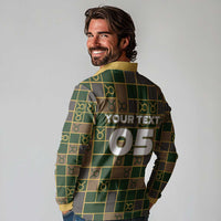 Custom Taurus Zodiac Long Sleeve Polo Shirt Checkered Pattern