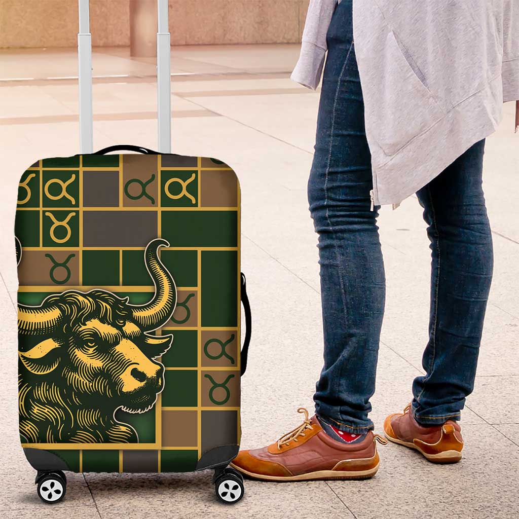 Taurus Zodiac Luggage Cover Checkered Pattern