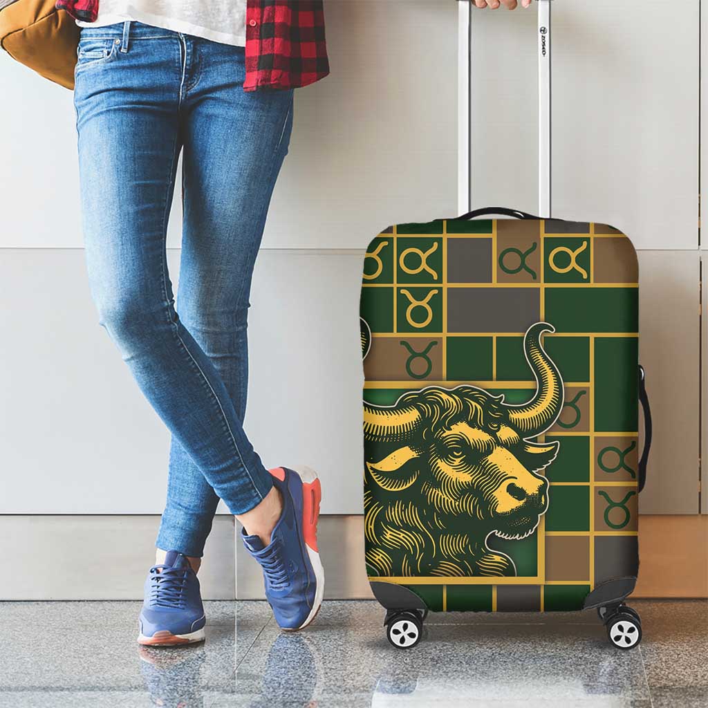 Taurus Zodiac Luggage Cover Checkered Pattern