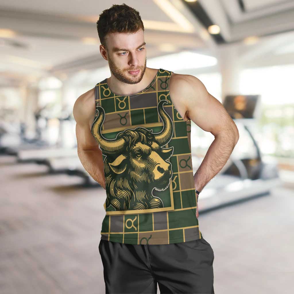Custom Taurus Zodiac Men Tank Top Checkered Pattern