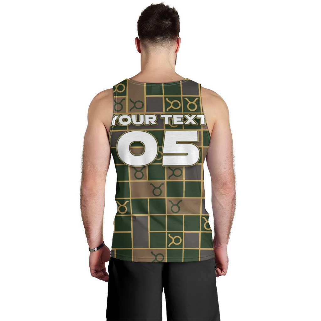 Custom Taurus Zodiac Men Tank Top Checkered Pattern