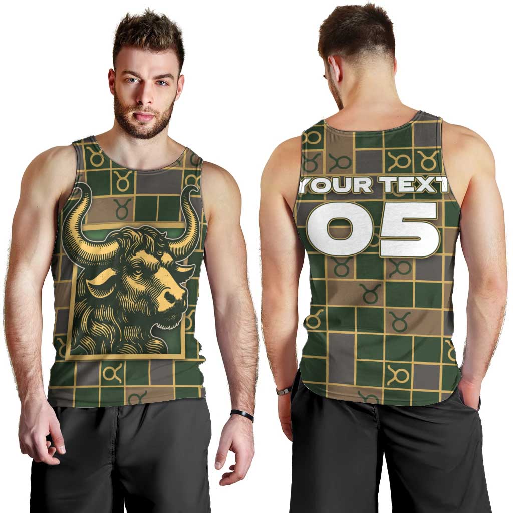 Custom Taurus Zodiac Men Tank Top Checkered Pattern