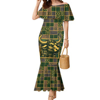 Custom Taurus Zodiac Mermaid Dress Checkered Pattern