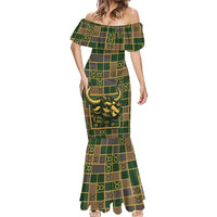 Custom Taurus Zodiac Mermaid Dress Checkered Pattern