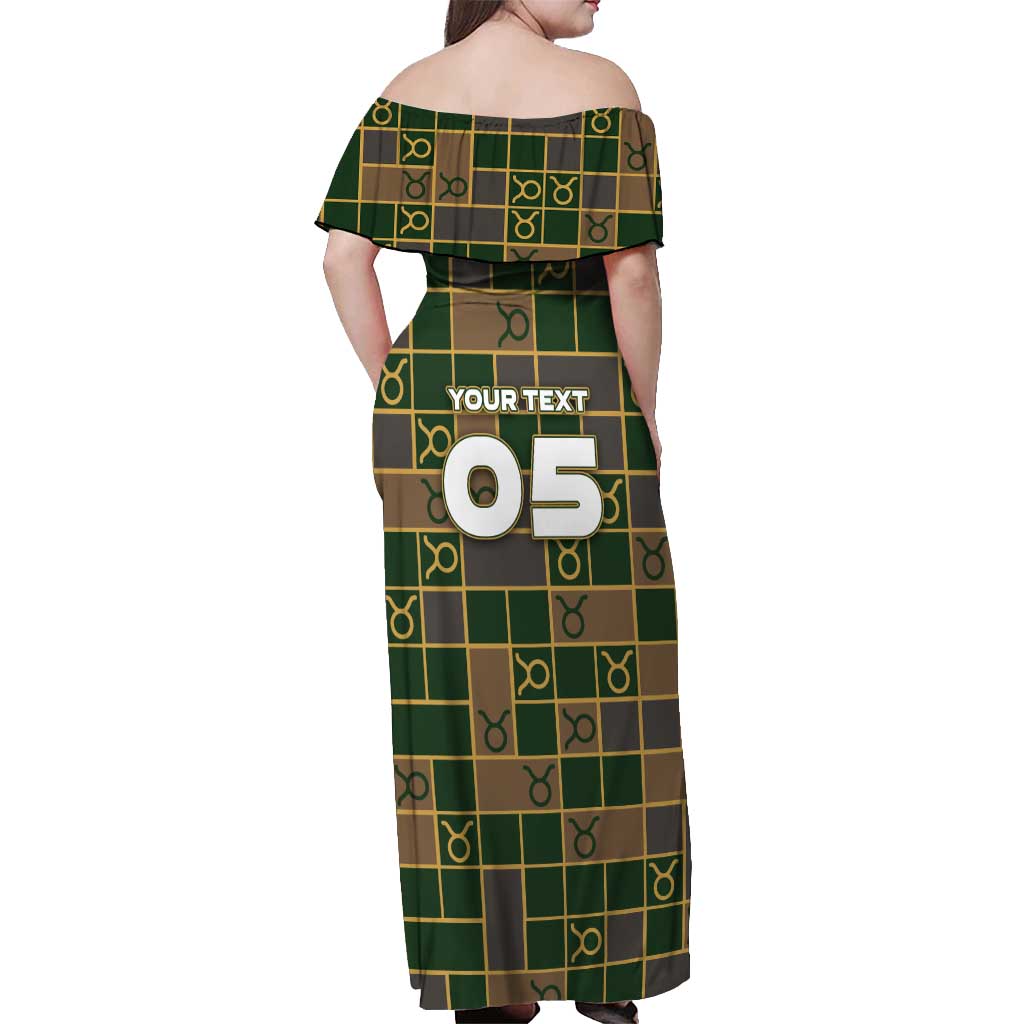 Custom Taurus Zodiac Off Shoulder Maxi Dress Checkered Pattern