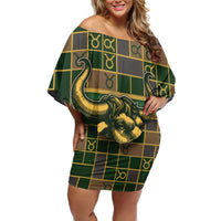 Custom Taurus Zodiac Off Shoulder Short Dress Checkered Pattern