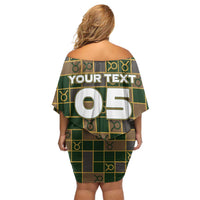 Custom Taurus Zodiac Off Shoulder Short Dress Checkered Pattern