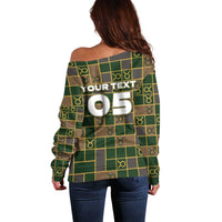 Custom Taurus Zodiac Off Shoulder Sweater Checkered Pattern