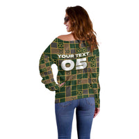 Custom Taurus Zodiac Off Shoulder Sweater Checkered Pattern