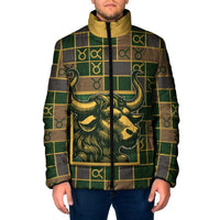 Custom Taurus Zodiac Padded Jacket Checkered Pattern