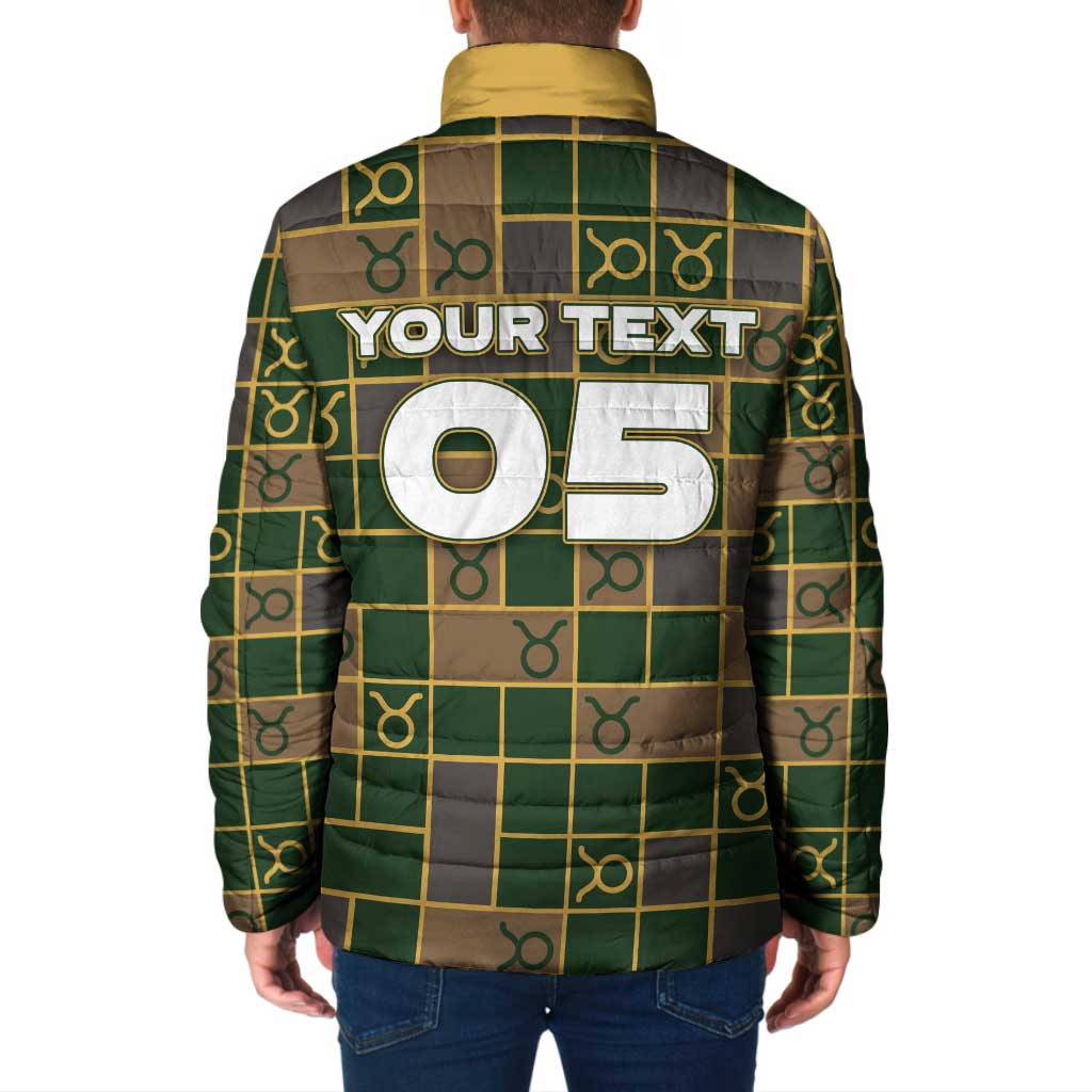 Custom Taurus Zodiac Padded Jacket Checkered Pattern