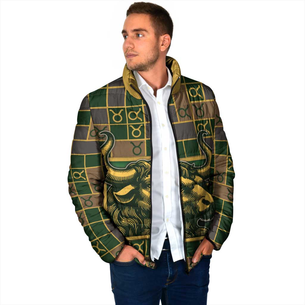 Custom Taurus Zodiac Padded Jacket Checkered Pattern