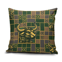Taurus Zodiac Pillow Cover Checkered Pattern